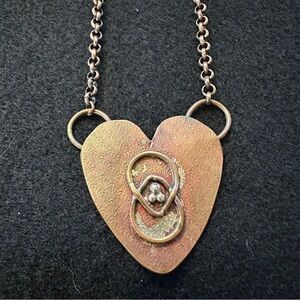Handmade copper heart necklace with lobster clasp